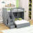 Twin over Full Wooden Loft Bed with Wardrobe, Built-In Shelving-404091481