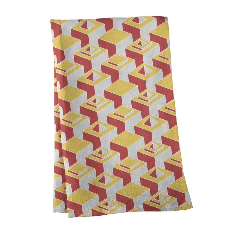 Patricia Geoffrey Tea Towel Kitchen Towel, Yellow/Pink, Cotton Twill