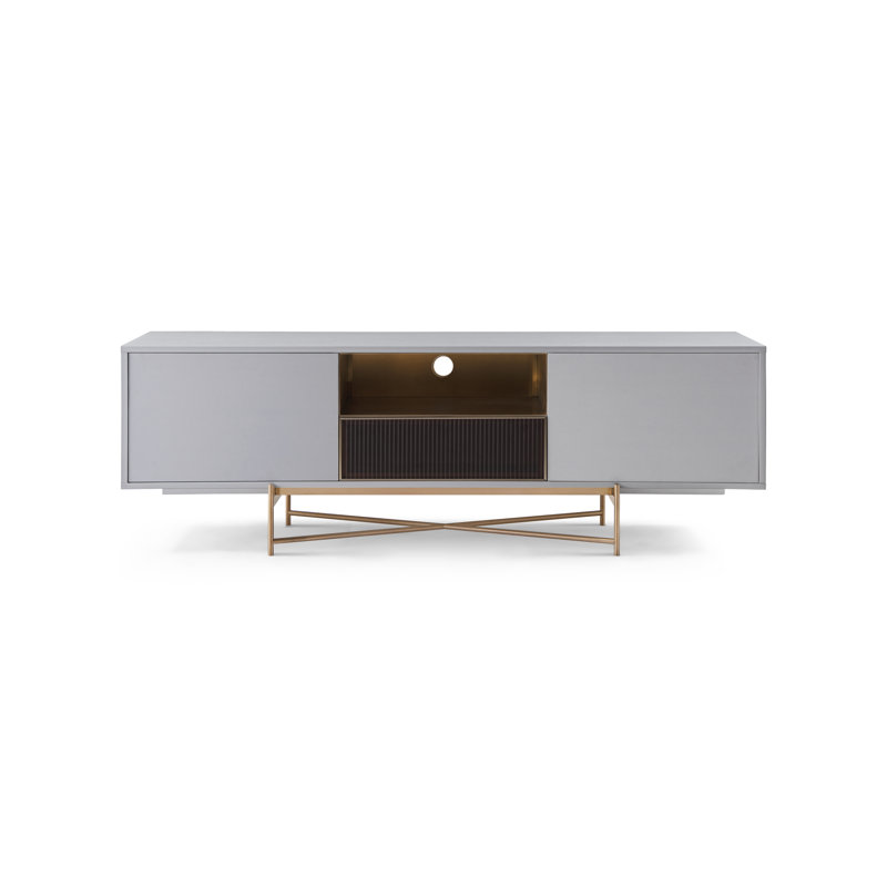 Anaiza Unfinished TV Stand for TVs up to 78", White/Brown