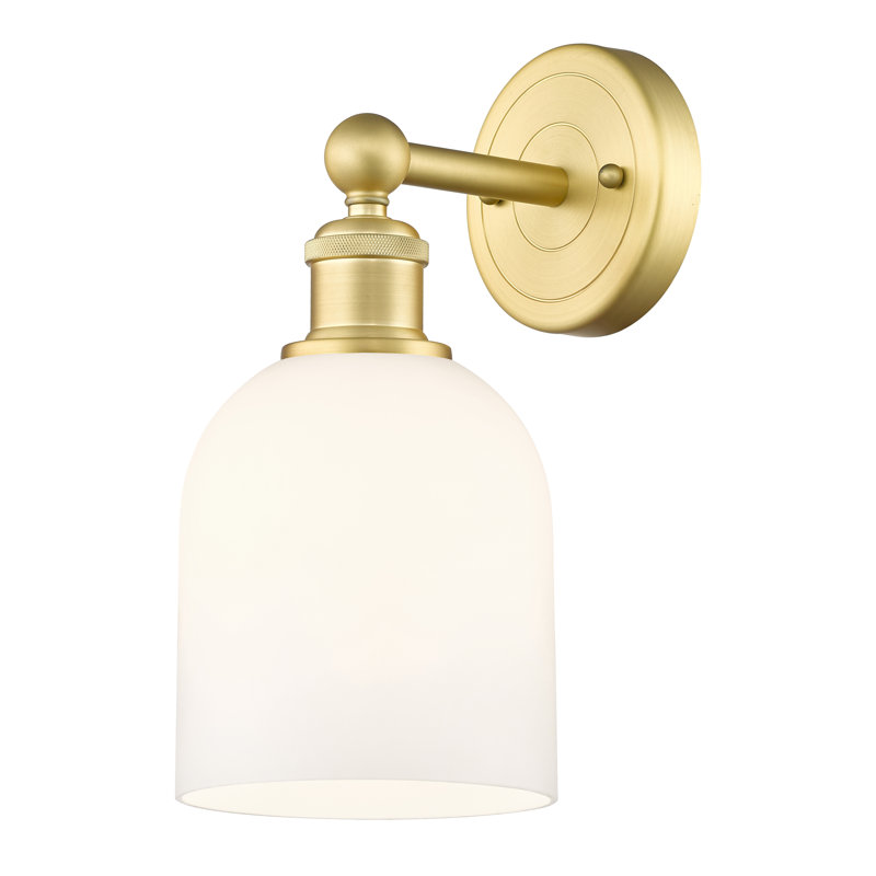 Allysson Steel Armed Sconce, Satin Gold, Glossy White