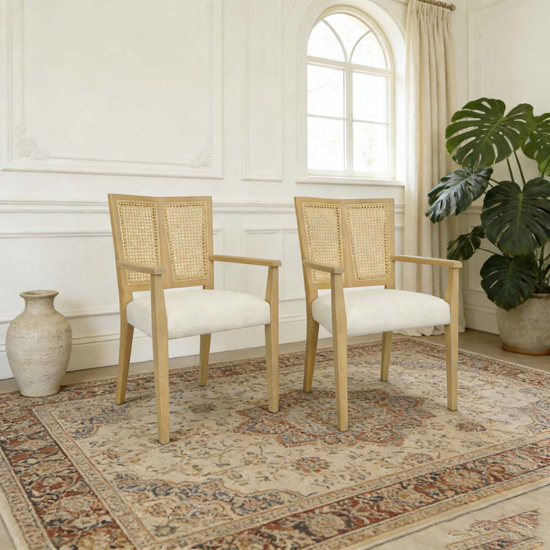 Chaise avec accoudoirs, Beige, frêne naturel
