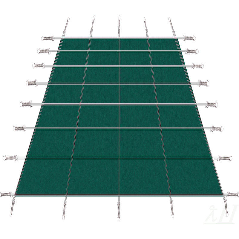 Couverture de sécurité pour piscine creusée, couverture de sécurité rectangulaire pour piscine d'hiver de 18 x 36 pi pour piscine creusée, couvertures de piscine de sécurité solides, triple couture pour une haute résistance, quincaillerie incluse, maille bleue