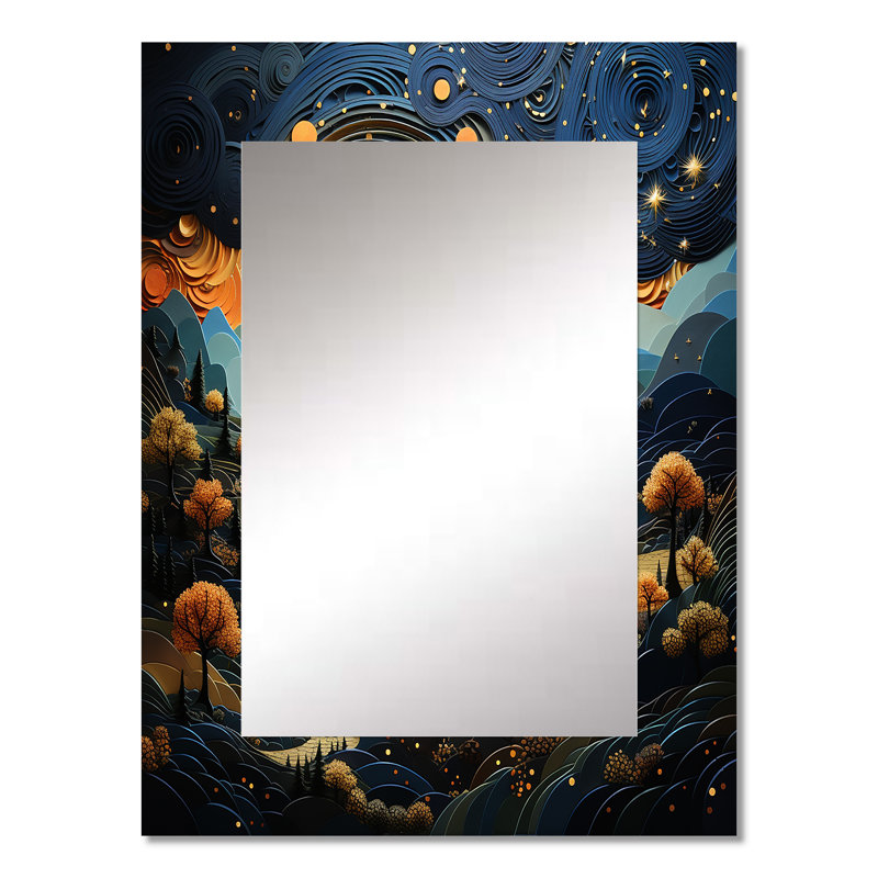 Surrealism Dreamscapes River II - Surrealism Decorative Wall Mirror, Yellow Mirror, Printed Metal Art, 32" x 24"
