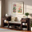 Banc de rangement avec coussin, compartiments, tiroirs et tablettes ouvertes-1821544524