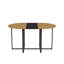 Ensemble de table de salle à manger 7 pièces ovale, grain de bois fixe et plateau en triamine noire avec 6 chaises en cuir de polyuréthane pour petits espaces, appartement, salle à manger-1043430977
