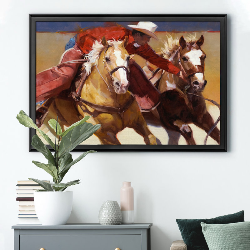 «Nabbed», peinture sur toile encadrée, H 26,5 po x l 36,5 po x P 1,5 po, Noir