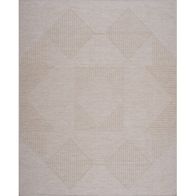 Tapis beige géométrique intérieur / extérieur April 5 x 7 - (5 pi 3 po x 7 pi 3 po)