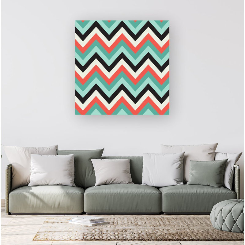 Geometric Coloured Chevron Pattern - Wrapped Canvas Print