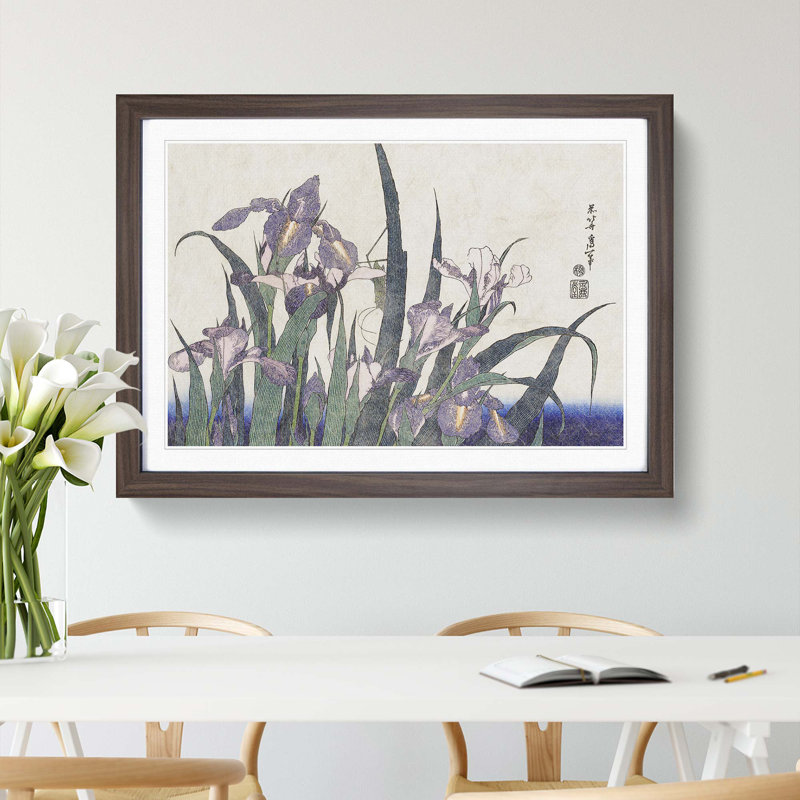 Irises by Katsushika Hokusai - Framed Print, 36cm H x 48cm W x 2cm D, Walnut Framed