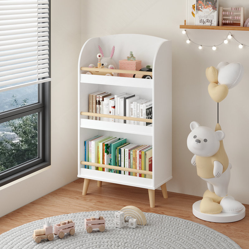 Bibliothèque pour enfants, bibliothèque à 3 niveaux, organisateur de livres, armoire de rangement pour jouets, blanc