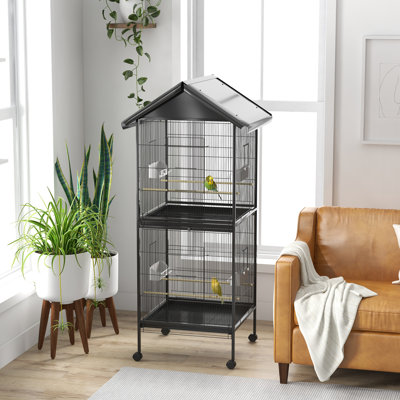 Darilynn 66.1" Pointed Top Breeder Bird Cage with Wheels