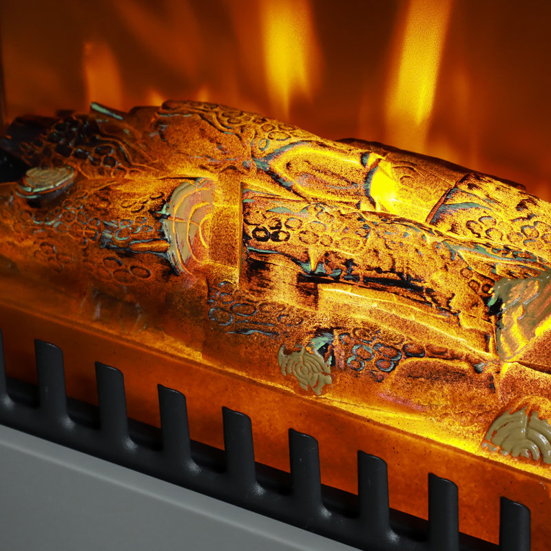 Electric Fireplace Heater with Realistic LED Flames, Gray