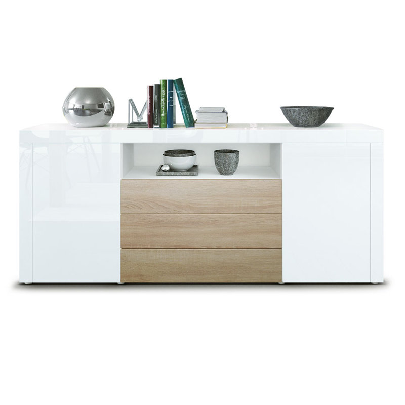 Aarib 167cm Sideboard, No, White (glossy)/Burgundy (glossy)