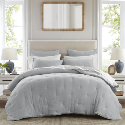 3 courtepointe en gaze de coton brodée double / grand bleu - Légère, toutes saisons, douce, moelleuse, douce pour la peau, naturelle, confortable, douce pour la peau, standard 100, punaise