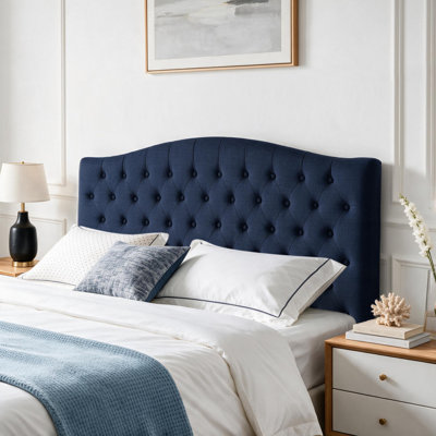 Button-Tufted Upholstered Headboard with Wall-Mount Option