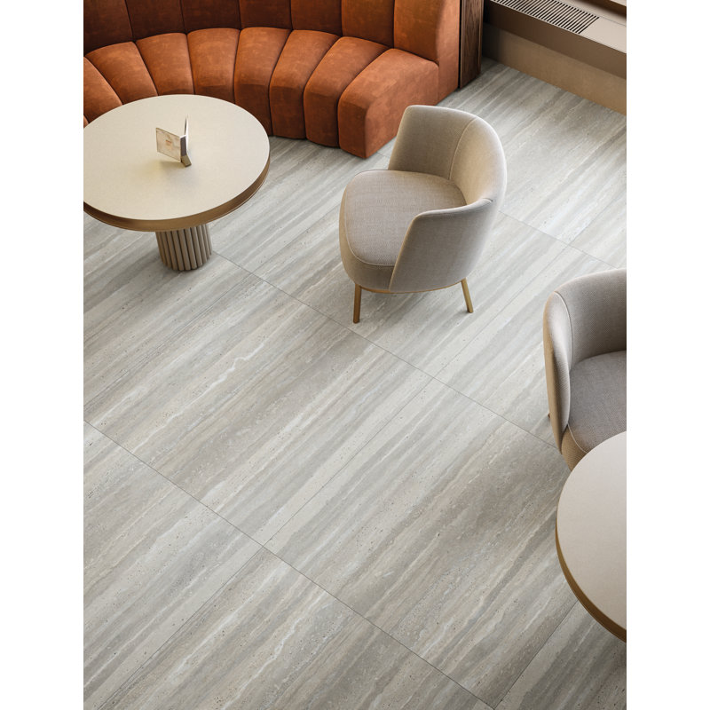 24"x48" Dorica Travertine Look Porcelain Tile In Greige Color