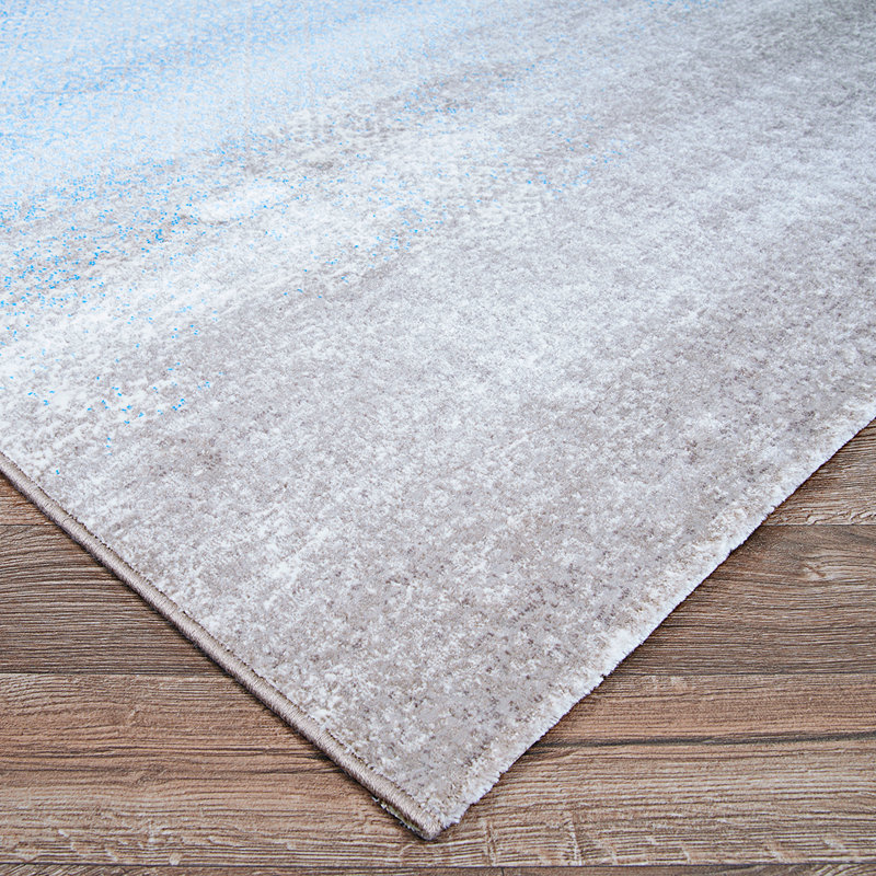 Bleu dégradé/tapis décoratif gris Parmley, Rectangle 5 pi 3 po x 7 pi 6 po