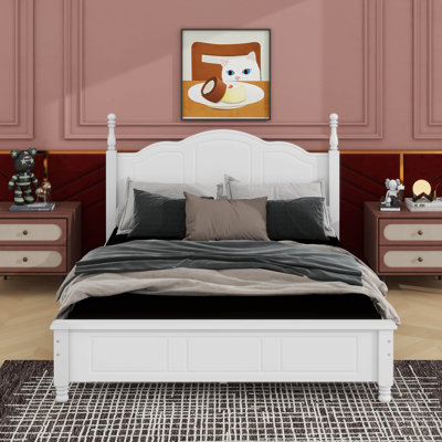 Grand lit plateforme en bois