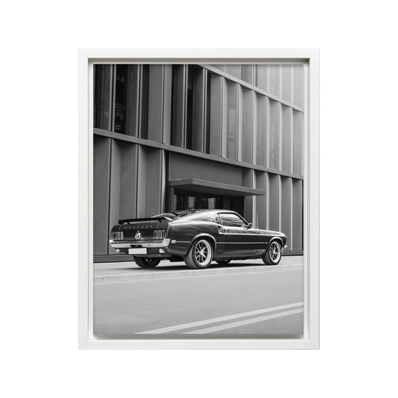 Voiture dans la rue, Canvas, 18"H x 24"W, White Framed