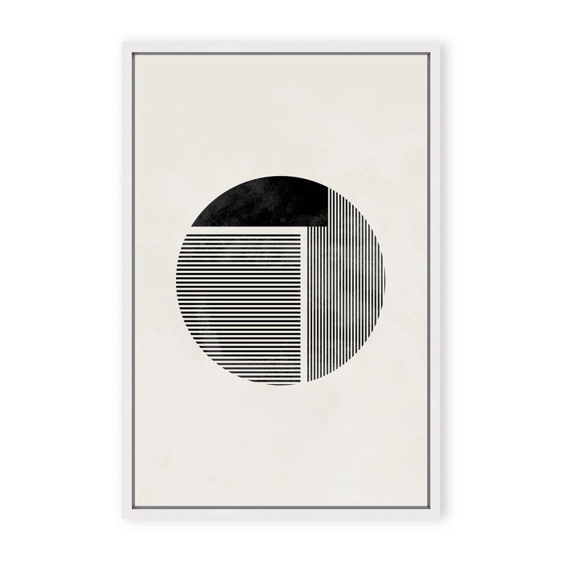 Abstract Minimalist Round by  - Picture Frame Painting on Paper, Framed Canvas, 24" H x 16" W x 2.375" D, White