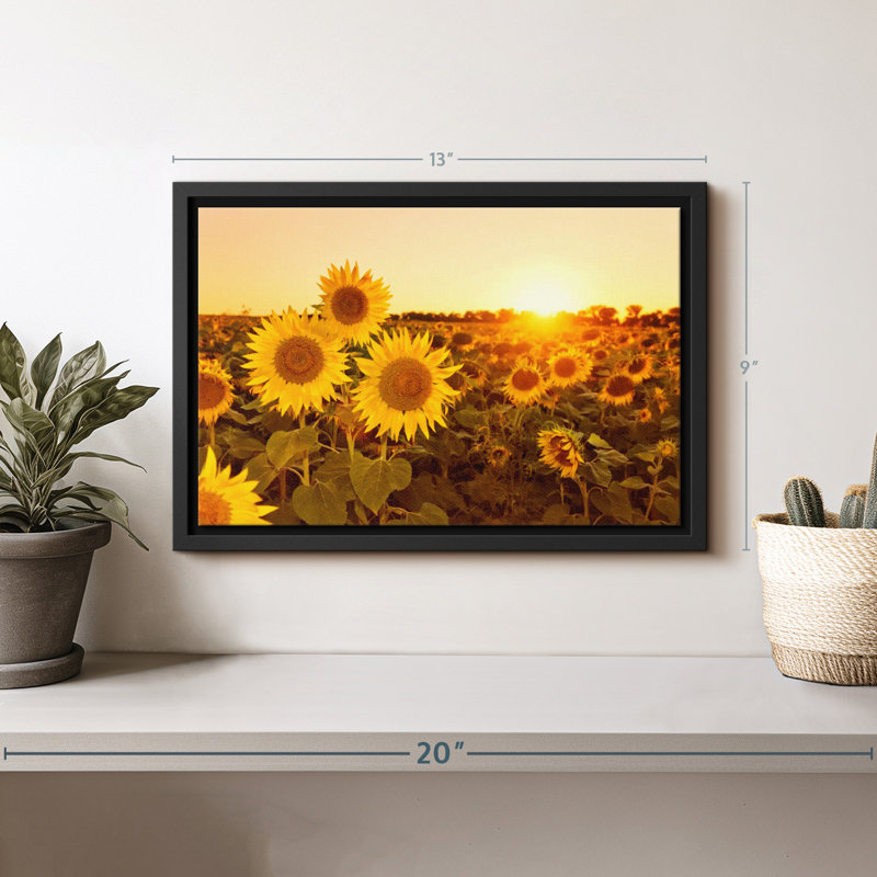 Nature "Art mural champ de tournesols", H 9 po x l 13 po
