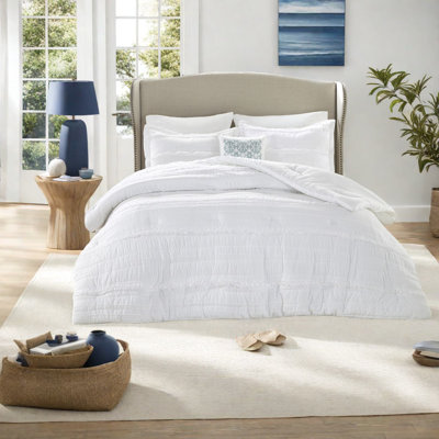 Piece White Queen Bedding Sets, Polyester Ruffled Shabby Chic Comforter
