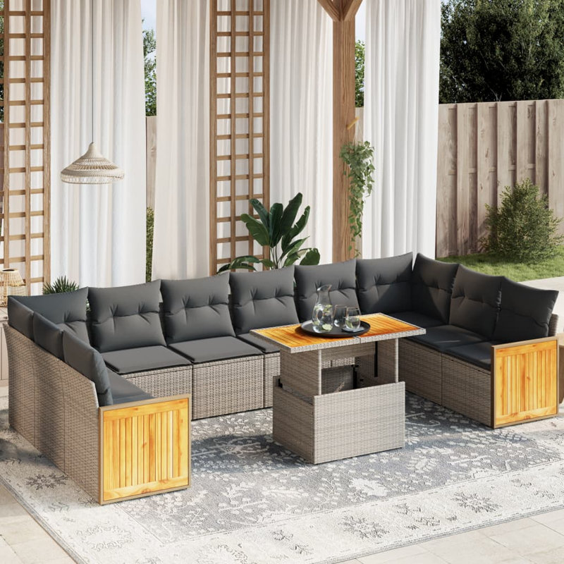 Ensemble de canapé de jardin Vidaxl, Gris, Gris foncé