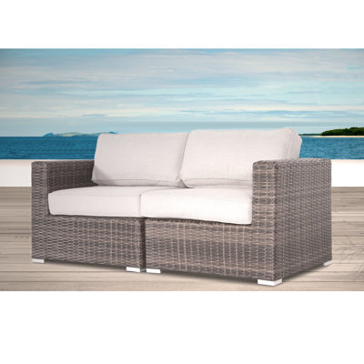 Arreola Fully Assembled 66" Wide Outdoor Wicker Loveseat with Cushions