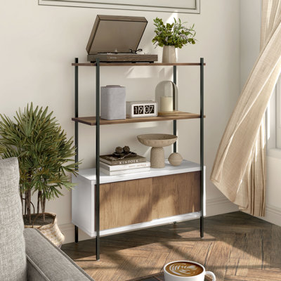 Dayne 45"H 3-Tier Bookshelf With Cabinet by 17 Stories
