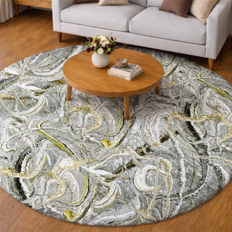 Premium Machine Washable Dream Shag ADS57 Abstract Rug, 8' Round