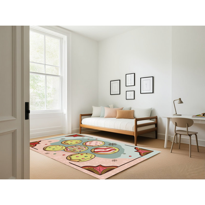Tapis de vacances The Holiday Aisle® Cookies, Rectangle de 5 pi x 8 pi