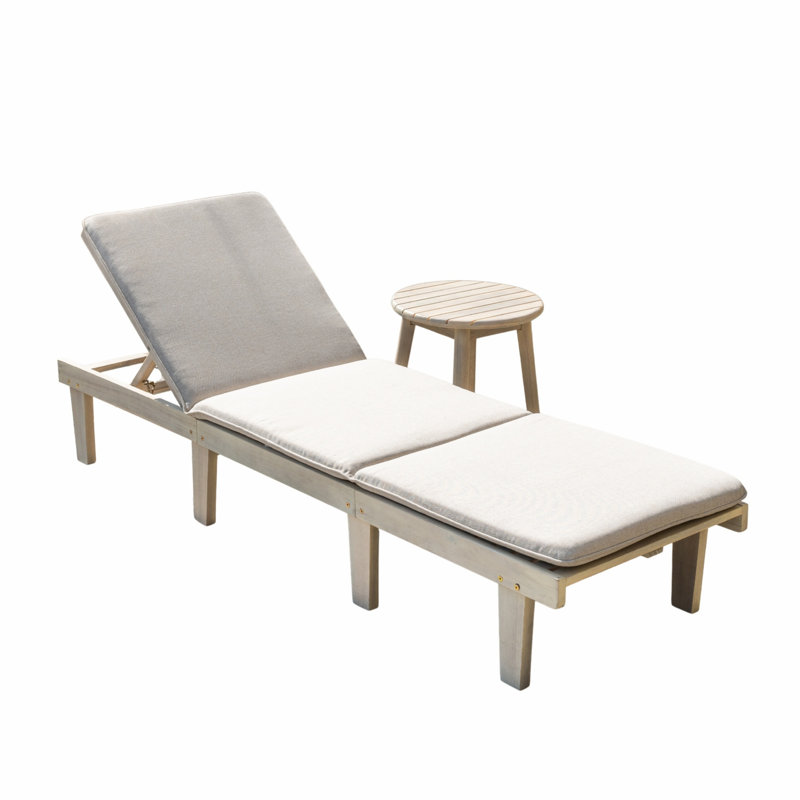 Sadir 200cm Long Acacia Sun Lounger, 1