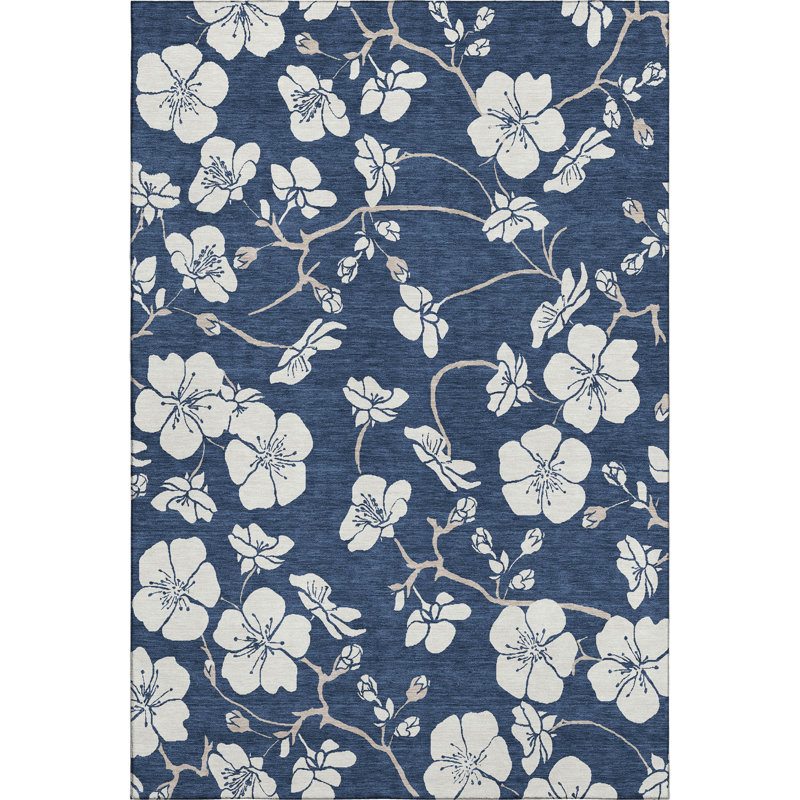 Tapis floral lavable à la machine de qualité supérieure AMF1032, Rectangle 2 pi 6 po x 3 pi 10 po