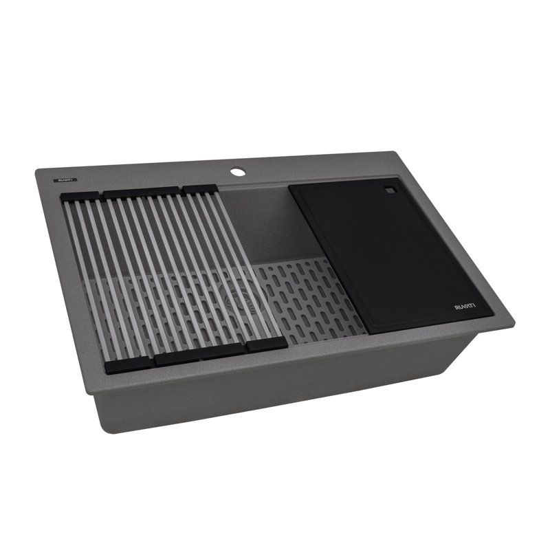 Ruvati 33-inch Granite Composite Quartz Workstation Drop-in Topmount Kitchen Sink Urban Gray -, Urban Gray