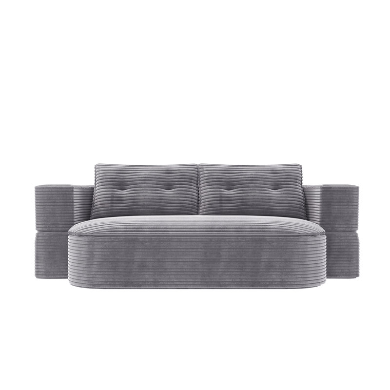 78.7" Modern 2-In-1 Foldable Sofa With Functional Blanket And 2 Soft Pillows,Comfortable Plush Corduroy Fabric Sofa, Convertible Sleeper Sofa Bed, Deep Seat Sofa Couch  For Living Room, Bedroom