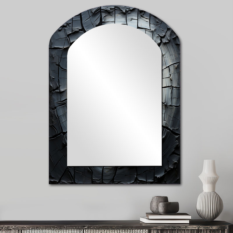 Spiritual Grey Geode Stone Minimalisme III - miroir mural asymétrique unique en pierre spirituelle, 34 po x 25 po