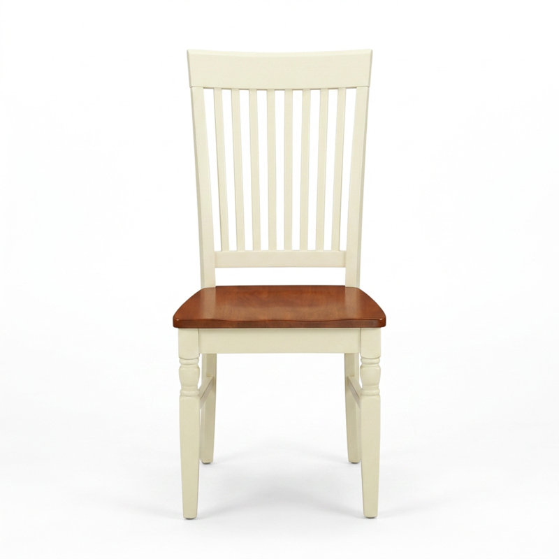 Ensemble de salle à manger rectangulaire 7 pièces en bois d'hévéa asiatique de couleur babeurre et cerisier avec rallonge papillon et 6 chaises
