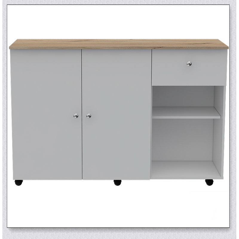 Sayville Modern 2-Drawer 2-Shelf Kitchen Island with Pine, Perfect for Stylish and Functional Storage Solutions