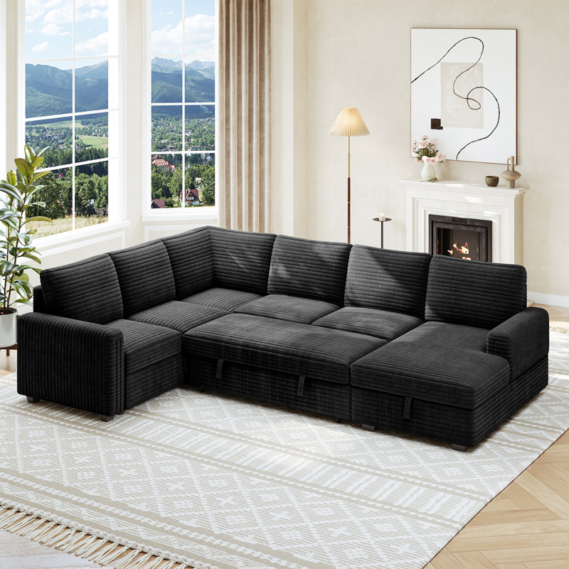 114" Modular Sectional Sofa, Corduroy L Shaped Modular Sofa, Sectional Couches For Living Room, Bedroom And Apartment