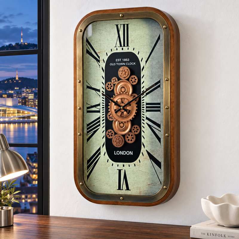 Horloge murale avec engrenages en mouvement de The The Gear, Argent argent