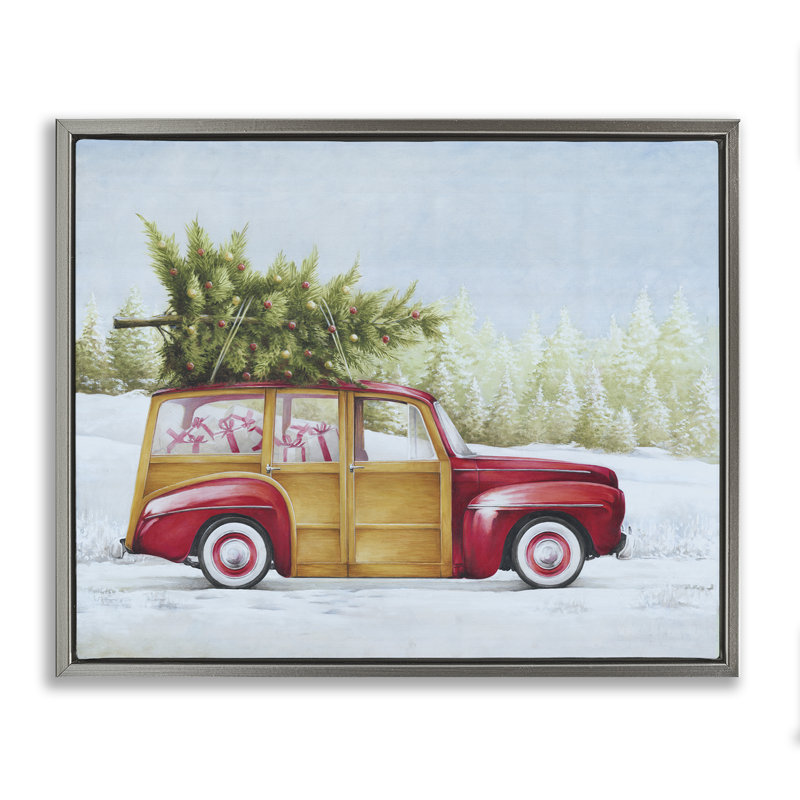 Art mural en toile Holiday Holiday, H 25 po x l 31 po, Cadre flottant gris lustré