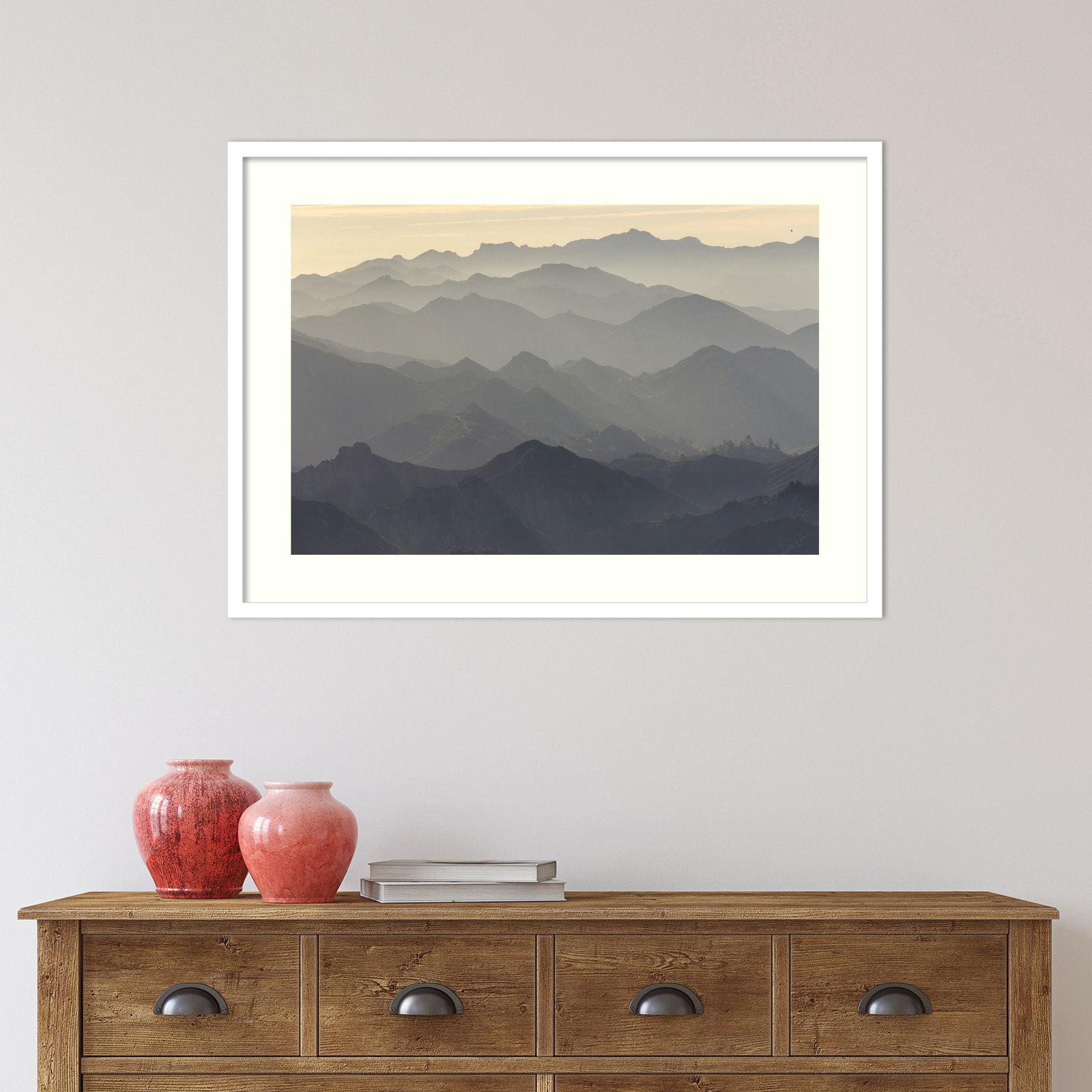 Santa Monica Mountains Photo Print, 24" H x 33" W, White