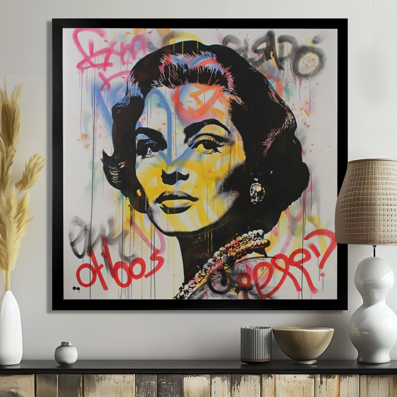 «Minimalist Graffiti Street Art I», reproduction d'art mural, Toile encadrée noire simple, H 16 po x l 16 po x P 1 po