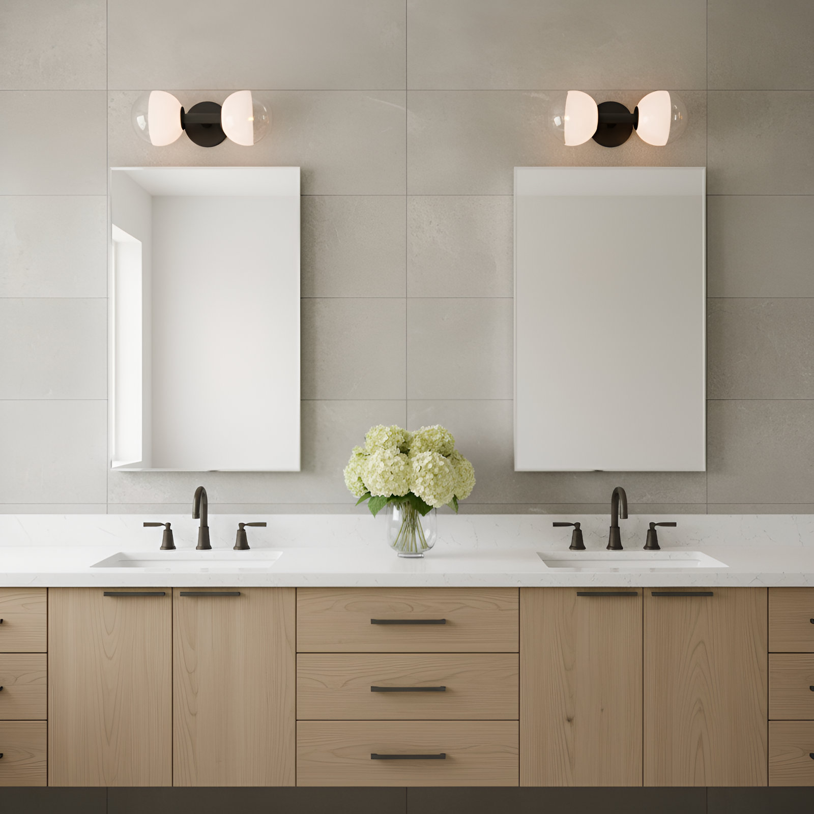 2-Light Glass Vanity Light, Aged Iron