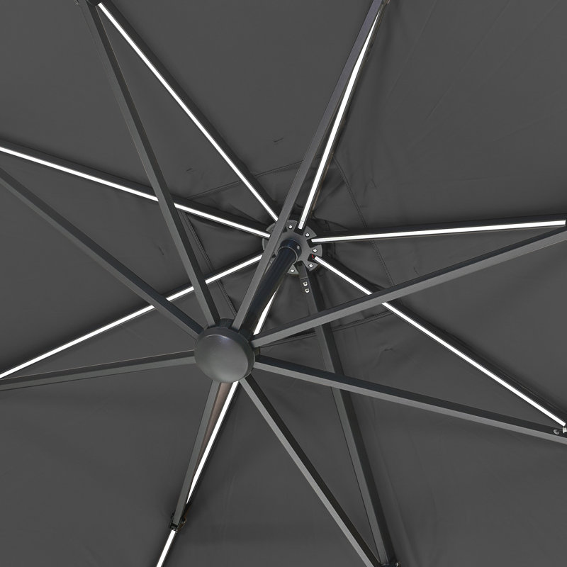 Aariyana 3m LED Lighting Square Parasol, Grey, Anthracite