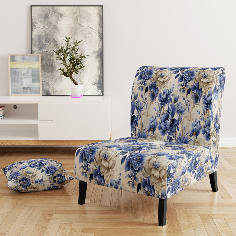 Rustic Victorian Brocade Victorian Motif - Chaise d'appoint de chalet rembourrée à motif floral