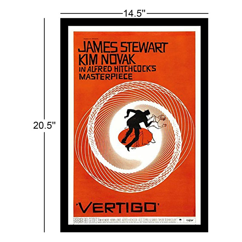 James Stewart, Kim Novak dans Alfred Hitchcocks, chef-d'œuvre vertigo - impression encadrée sur papier