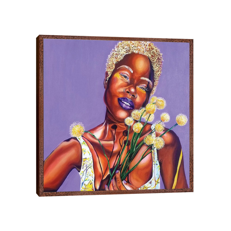 Lavender - Painting on Canvas, Classic Brown Wood Framed, 66.04cm H x 66.04cm W x 3.81cm D