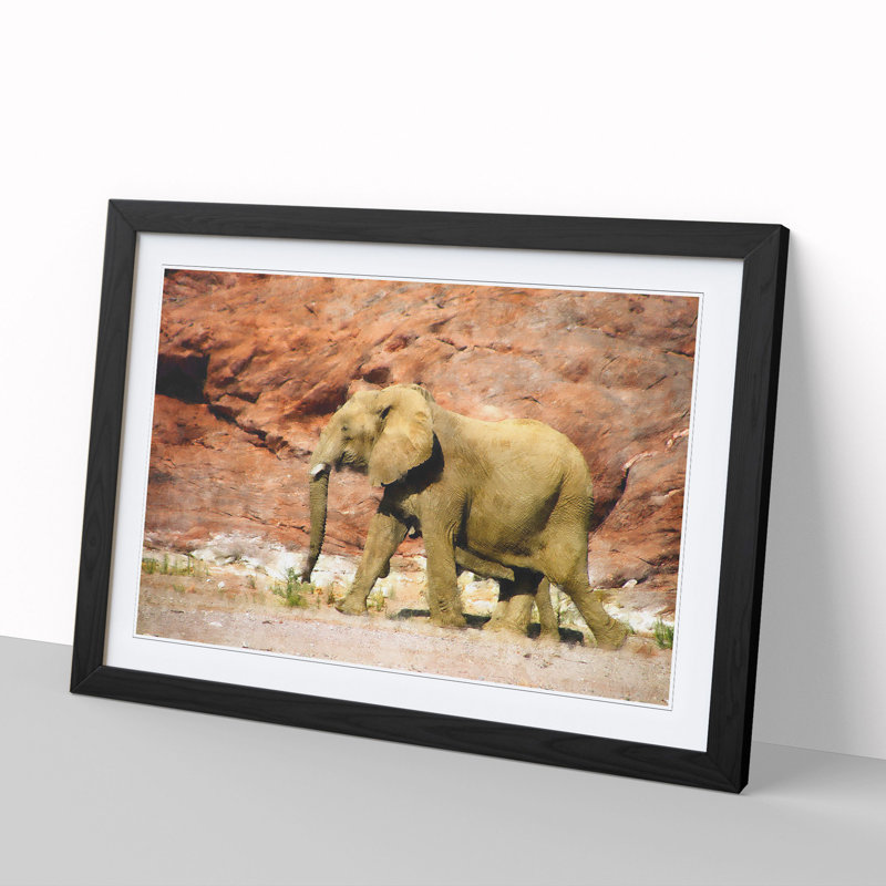 Elephant Vol.6 - Picture Frame Graphic Art, 36cm H x 48cm W x 2cm D, Black Framed