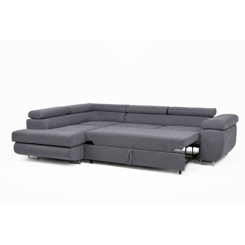 Flavius Corner Sofa Bed, Graphite, Left Hand Facing